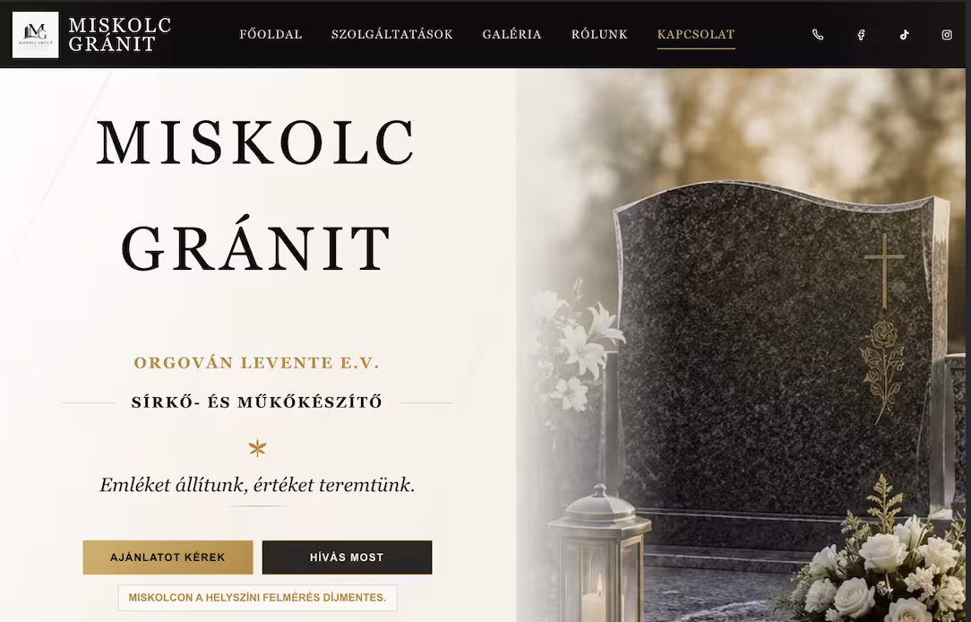 Miskolc Gránit weboldal referencia